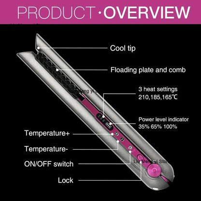 Portable Hair Straightener with Charging Base Wireless Straightening Iron Floading Plate and Comb PTC Hair Straightening Device